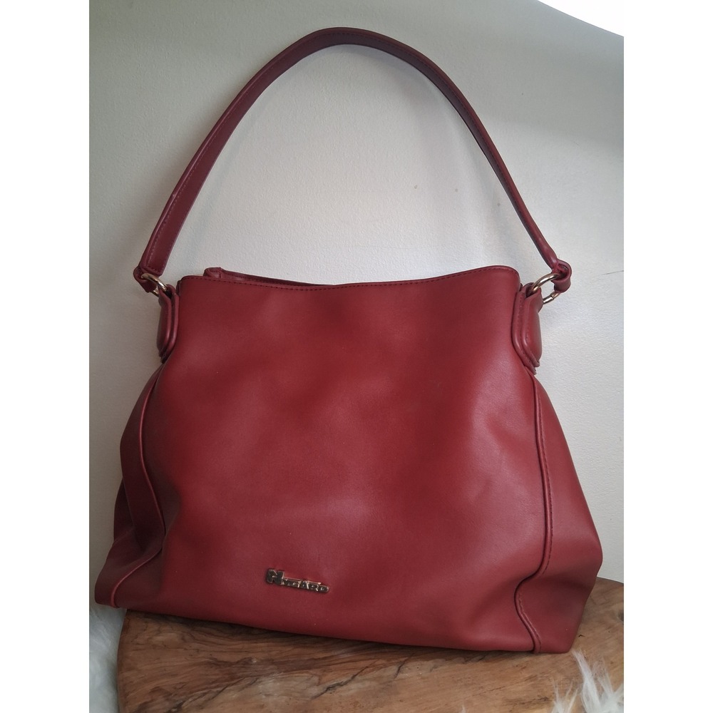 Nygard Collection Dark Red Vegan Leather Leopard Lining Hobo Shoulder Bag
